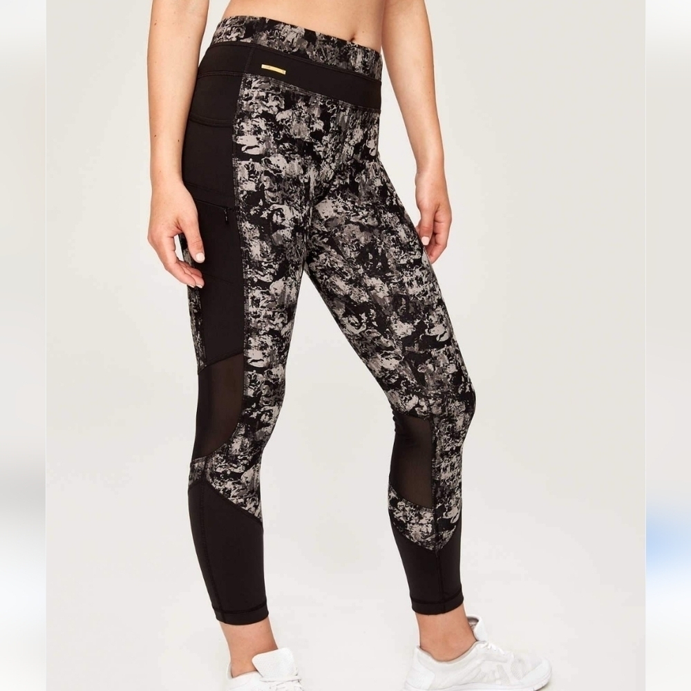 Lole Burst Leggings Black Mesh Pockets Size L